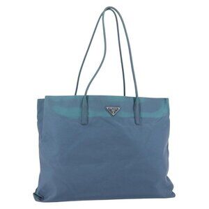 Authentic PRADA Shoulder Bag Nylon Light Blue Silver